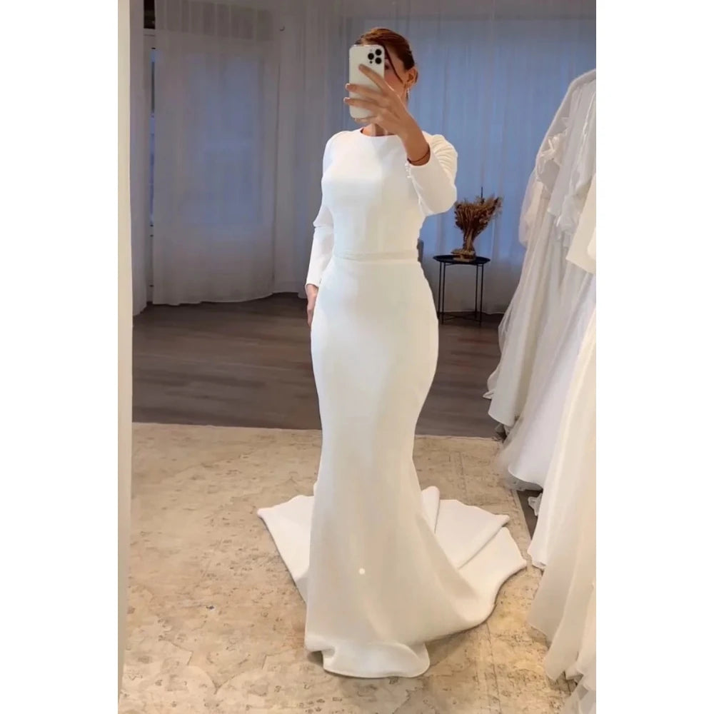 Vestido de Noiva Longo Manga Comprida Sereia – Boho Elegante