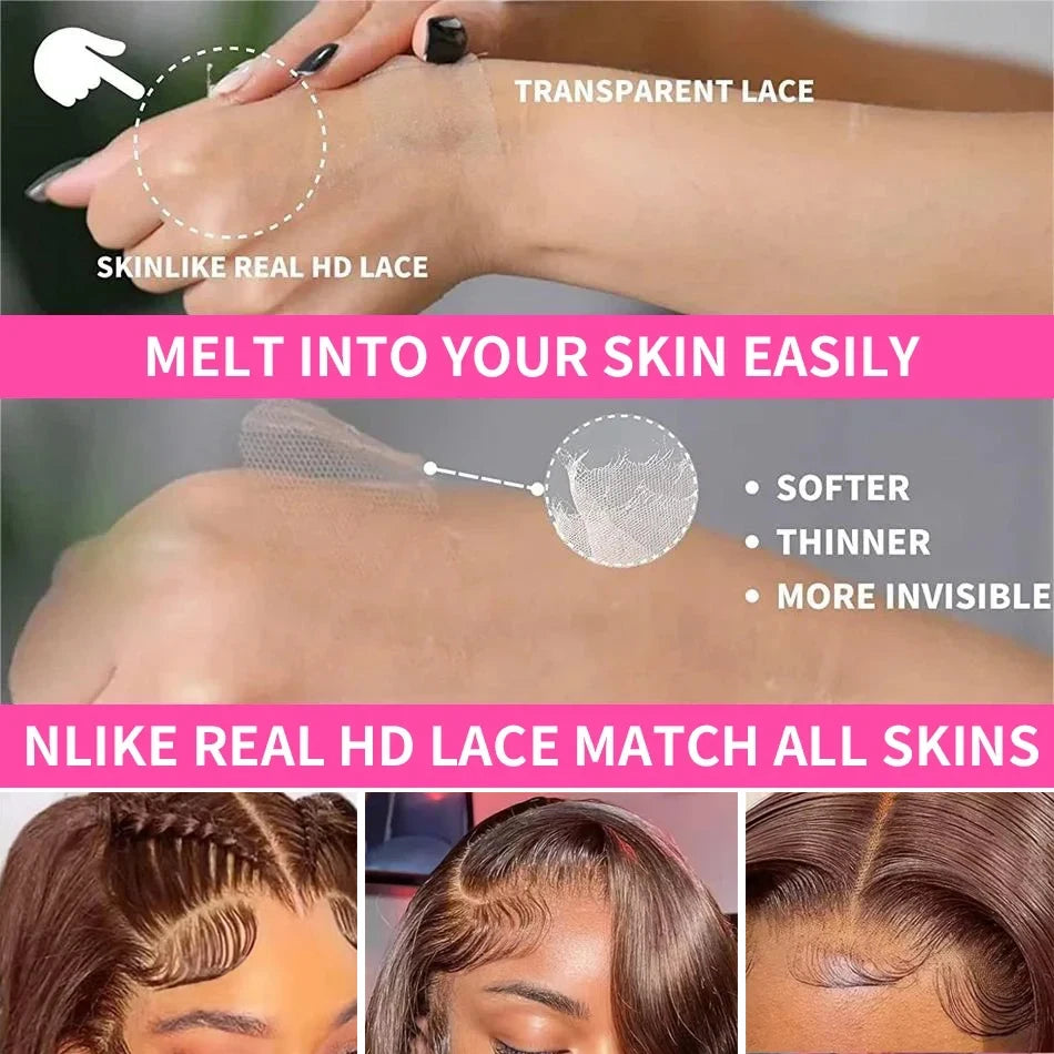 Peruca Lace Front Ondulada Castanho Chocolate – Cabelo Humano 100% Remy | Novara