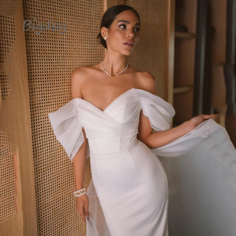 Vestido de Noiva Sereia Ombro a Ombro com Cauda – Elegância Clássica | Novara