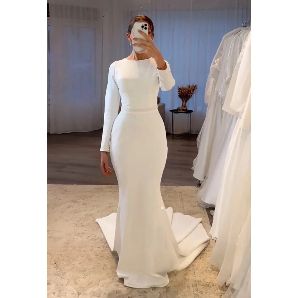 Vestido de Noiva Longo Manga Comprida Sereia – Boho Elegante