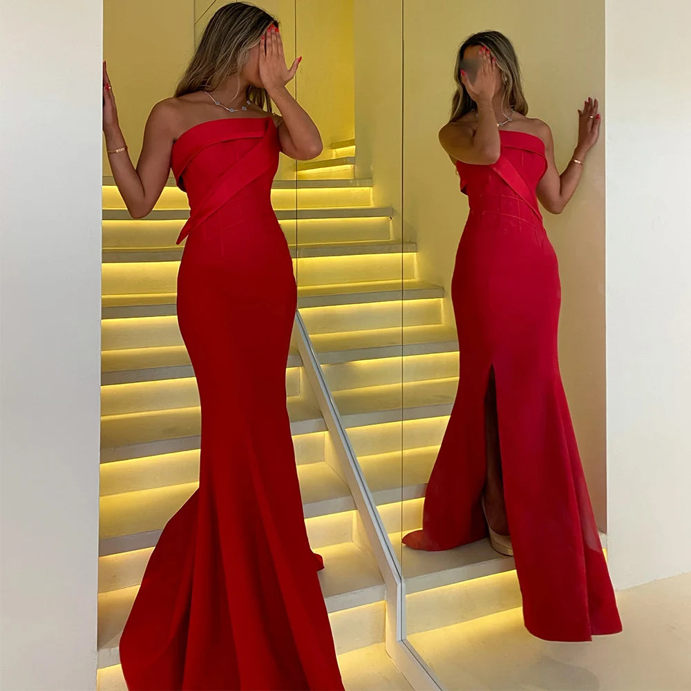 Vestido de Festa Longo Vermelho Elegante