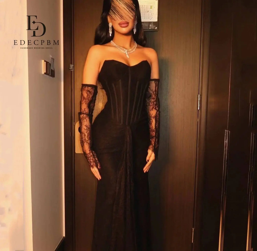 Vestido de Festa Longo Preto em Renda – Modelo Sereia Elegante