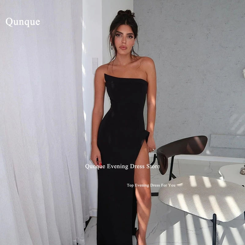 Vestido de Festa Longo Preto – Modelo Sereia com Fenda Elegante